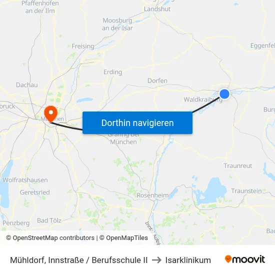 Mühldorf, Innstraße / Berufsschule II to Isarklinikum map