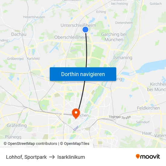 Lohhof, Sportpark to Isarklinikum map