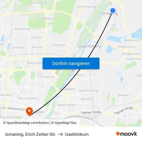 Ismaning, Erich-Zeitler-Str. to Isarklinikum map