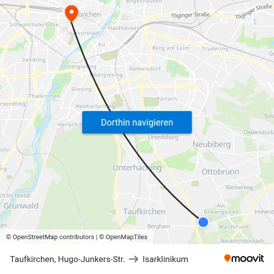Taufkirchen, Hugo-Junkers-Str. to Isarklinikum map