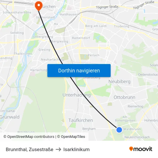 Brunnthal, Zusestraße to Isarklinikum map