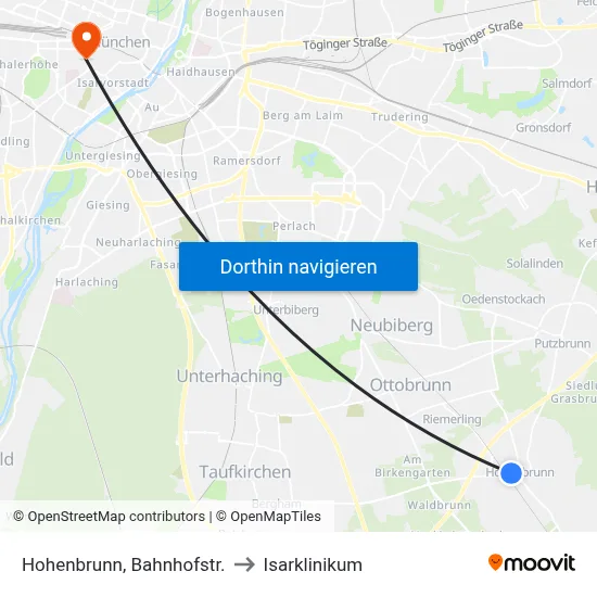 Hohenbrunn, Bahnhofstr. to Isarklinikum map