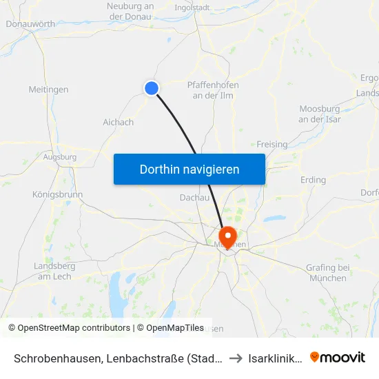 Schrobenhausen, Lenbachstraße (Stadtmitte) to Isarklinikum map