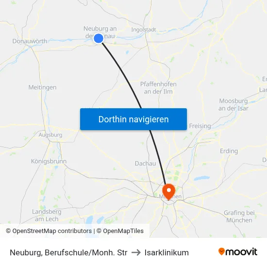 Neuburg, Berufschule/Monh. Str to Isarklinikum map