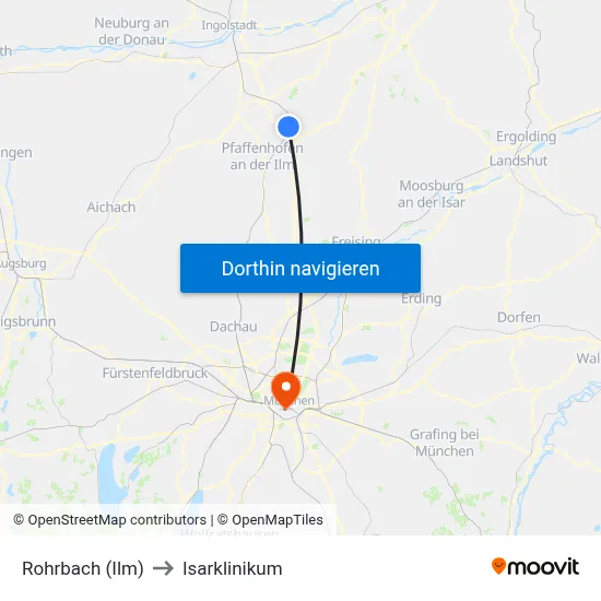 Rohrbach (Ilm) to Isarklinikum map