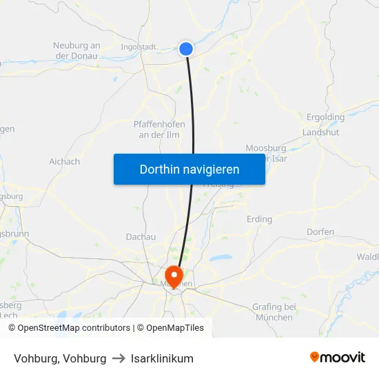 Vohburg, Vohburg to Isarklinikum map