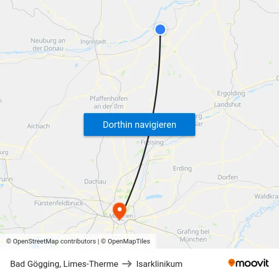 Bad Gögging, Limes-Therme to Isarklinikum map