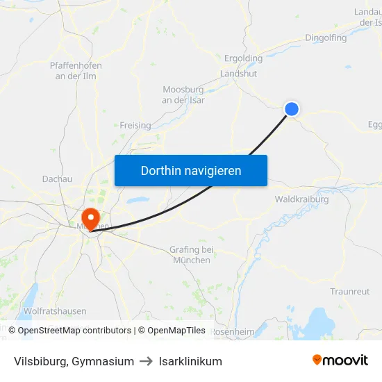 Vilsbiburg, Gymnasium to Isarklinikum map