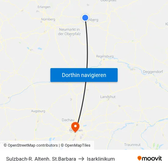 Sulzbach-R. Altenh. St.Barbara to Isarklinikum map