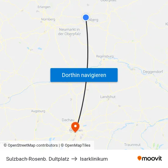 Sulzbach-Rosenb. Dultplatz to Isarklinikum map