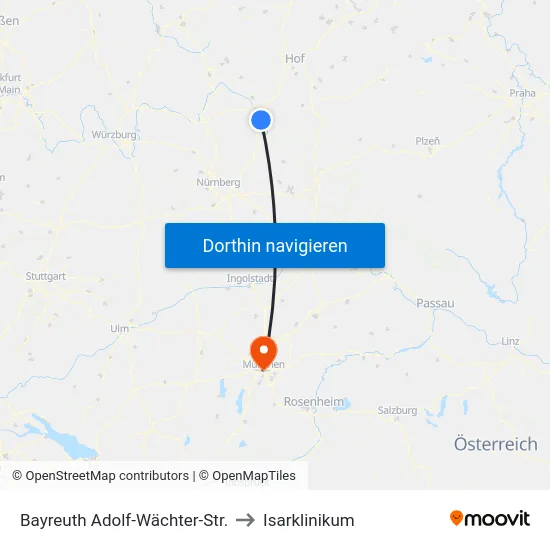 Bayreuth Adolf-Wächter-Str. to Isarklinikum map