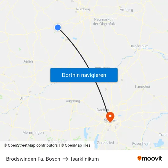 Brodswinden Fa. Bosch to Isarklinikum map