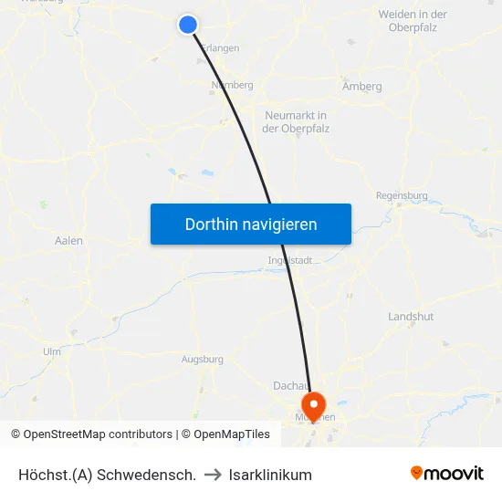 Höchst.(A) Schwedensch. to Isarklinikum map