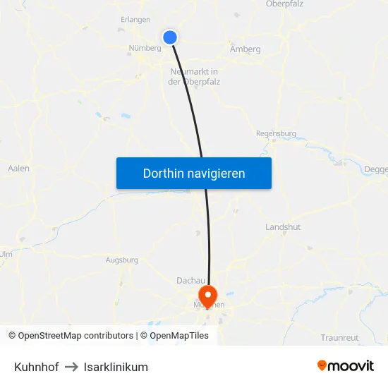 Kuhnhof to Isarklinikum map