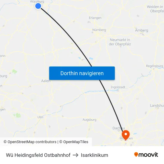Wü Heidingsfeld Ostbahnhof to Isarklinikum map