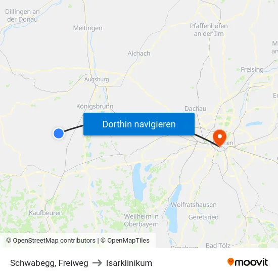 Schwabegg, Freiweg to Isarklinikum map