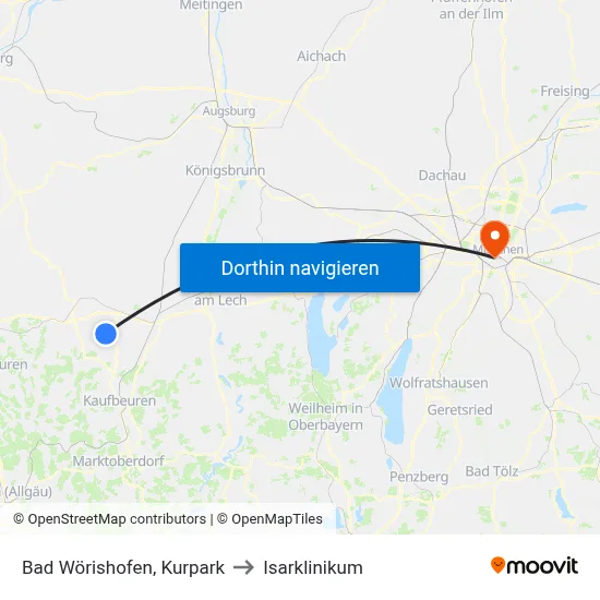 Bad Wörishofen, Kurpark to Isarklinikum map