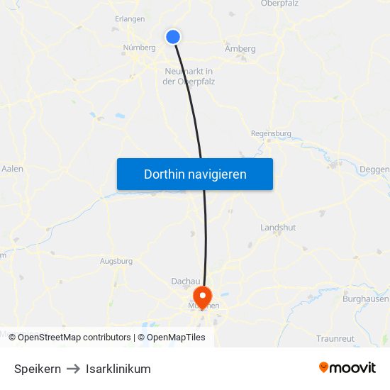 Speikern to Isarklinikum map