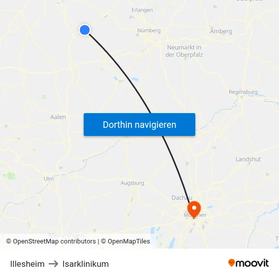 Illesheim to Isarklinikum map