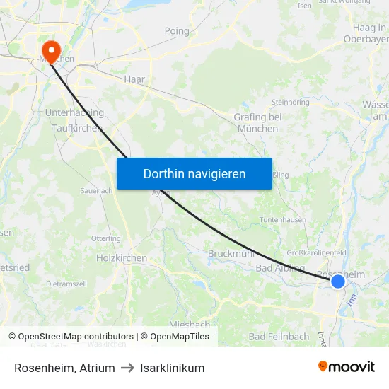 Rosenheim, Atrium to Isarklinikum map