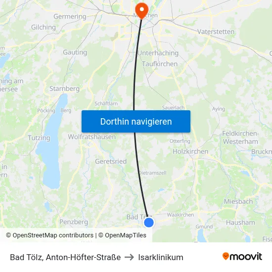 Bad Tölz, Anton-Höfter-Straße to Isarklinikum map