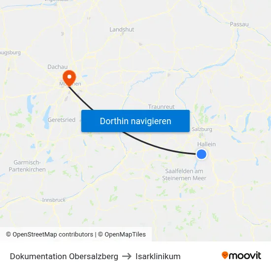 Dokumentation Obersalzberg to Isarklinikum map