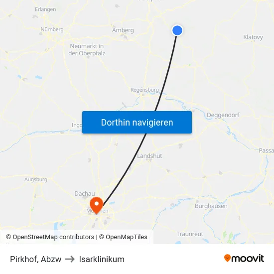 Pirkhof, Abzw to Isarklinikum map