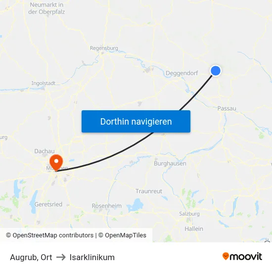 Augrub, Ort to Isarklinikum map