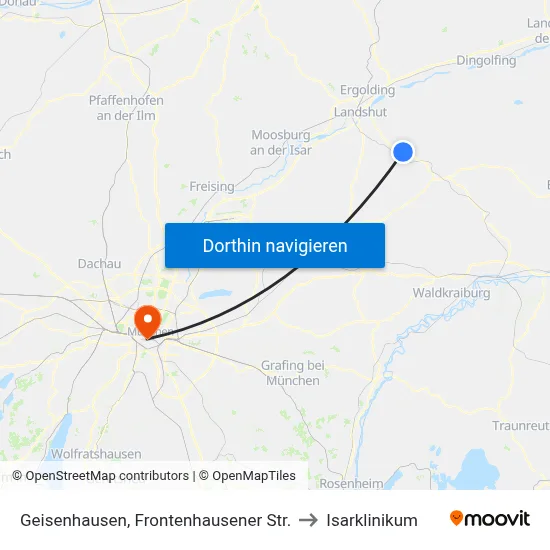 Geisenhausen, Frontenhausener Str. to Isarklinikum map