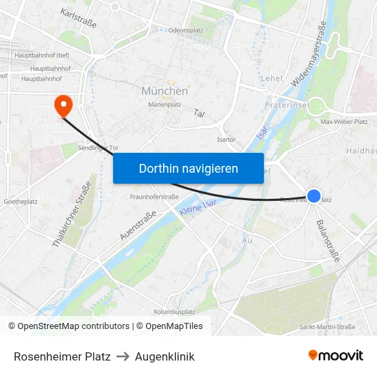 Rosenheimer Platz to Augenklinik map