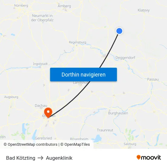 Bad Kötzting to Augenklinik map