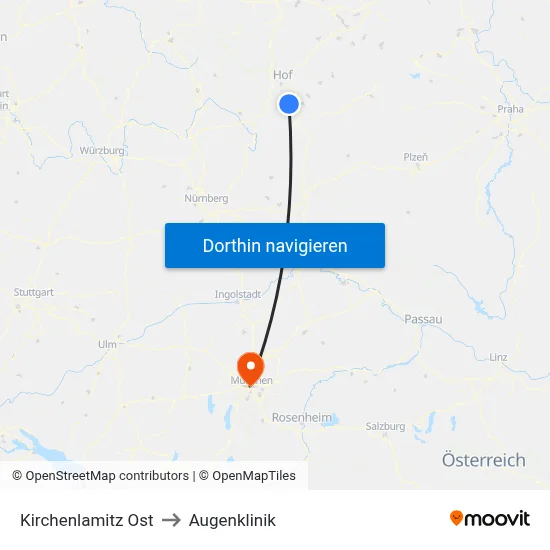 Kirchenlamitz Ost to Augenklinik map