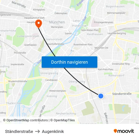 Ständlerstraße to Augenklinik map