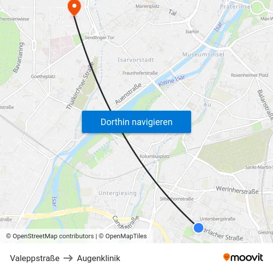 Valeppstraße to Augenklinik map