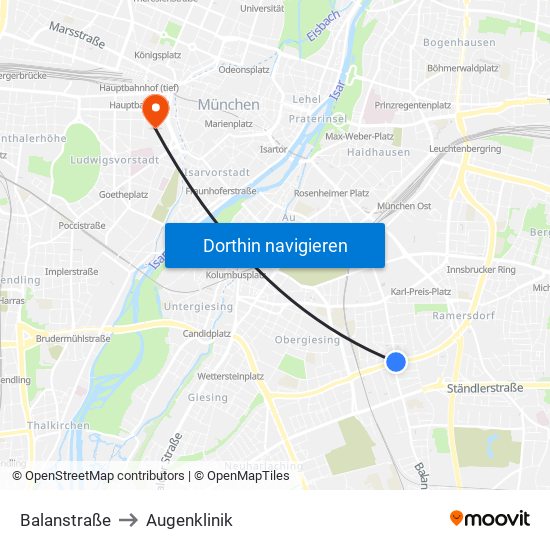 Balanstraße to Augenklinik map