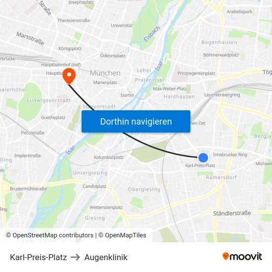 Karl-Preis-Platz to Augenklinik map