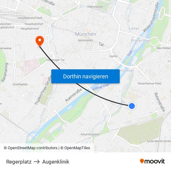 Regerplatz to Augenklinik map