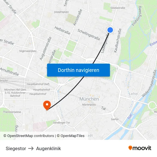 Siegestor to Augenklinik map
