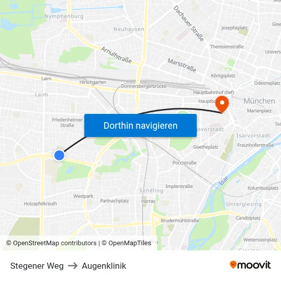 Stegener Weg to Augenklinik map