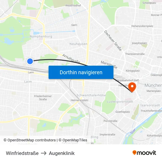 Winfriedstraße to Augenklinik map