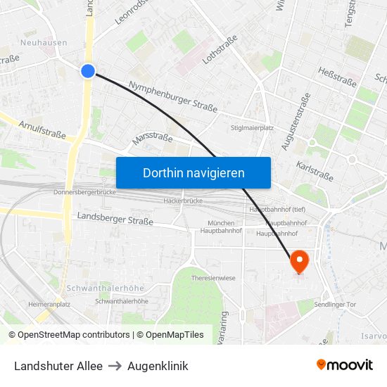 Landshuter Allee to Augenklinik map