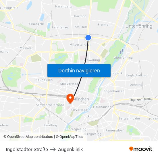 Ingolstädter Straße to Augenklinik map