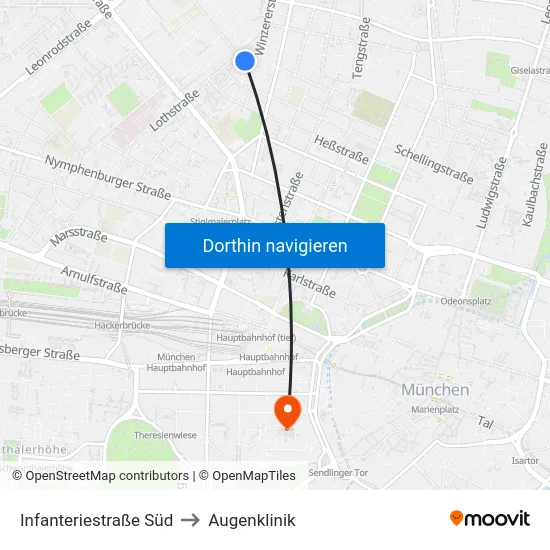 Infanteriestraße Süd to Augenklinik map