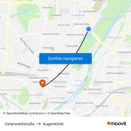 Osterwaldstraße to Augenklinik map
