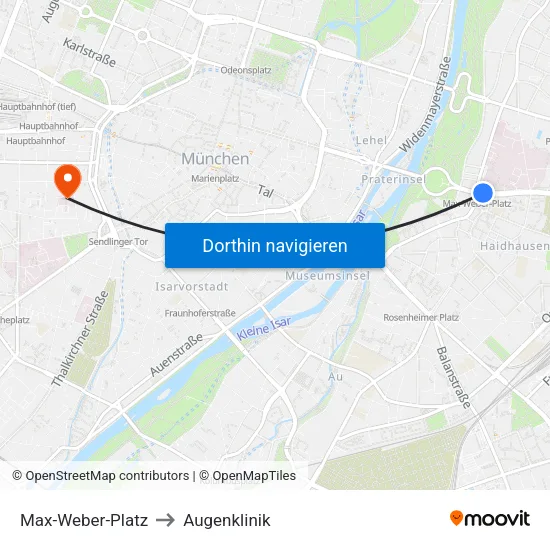 Max-Weber-Platz to Augenklinik map