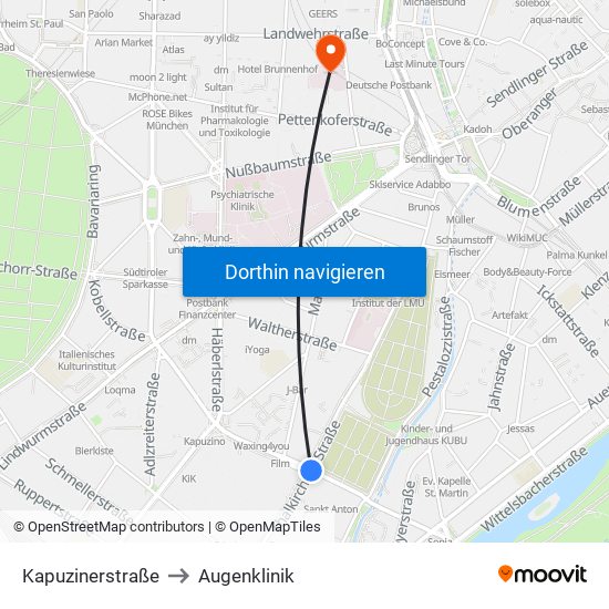 Kapuzinerstraße to Augenklinik map