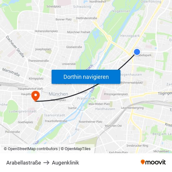 Arabellastraße to Augenklinik map