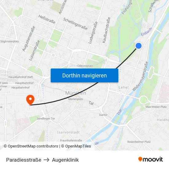 Paradiesstraße to Augenklinik map