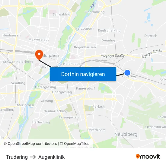 Trudering to Augenklinik map