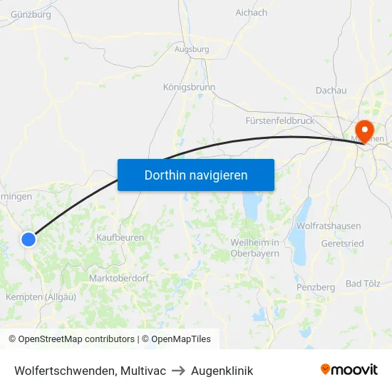 Wolfertschwenden, Multivac to Augenklinik map